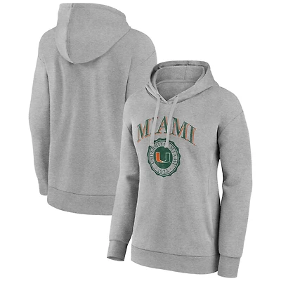 Women's Gray Miami Hurricanes State Arch Pullover Hoodie
