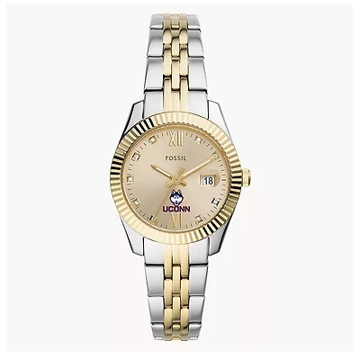 Women's Fossil UConn Huskies Scarlette Two-Tone Stainless Steel Watch