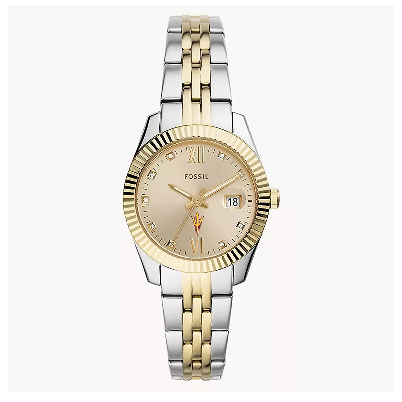 Women's Fossil Arizona State Sun Devils Scarlette Two-Tone Stainless Steel Watch