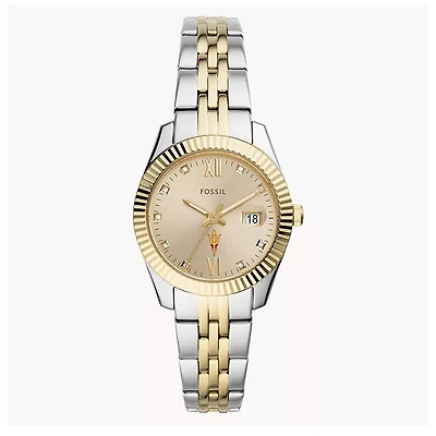Women's Fossil Arizona State Sun Devils Scarlette Two-Tone Stainless Steel Watch