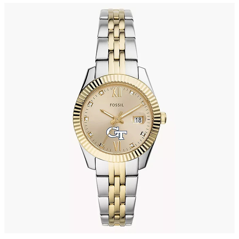 Women's Fossil Georgia Tech Yellow Jackets Scarlette Two-Tone Stainless Steel Watch