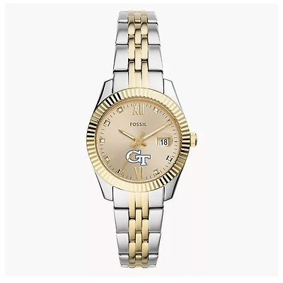 Women's Fossil Georgia Tech Yellow Jackets Scarlette Two-Tone Stainless Steel Watch
