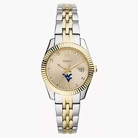 Women's Fossil West Virginia Mountaineers Scarlette Two-Tone Stainless Steel Watch