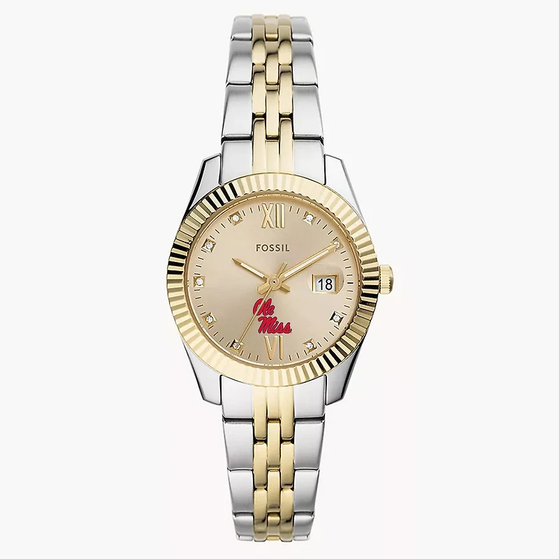 Women's Fossil Ole Miss Rebels Scarlette Two-Tone Stainless Steel Watch