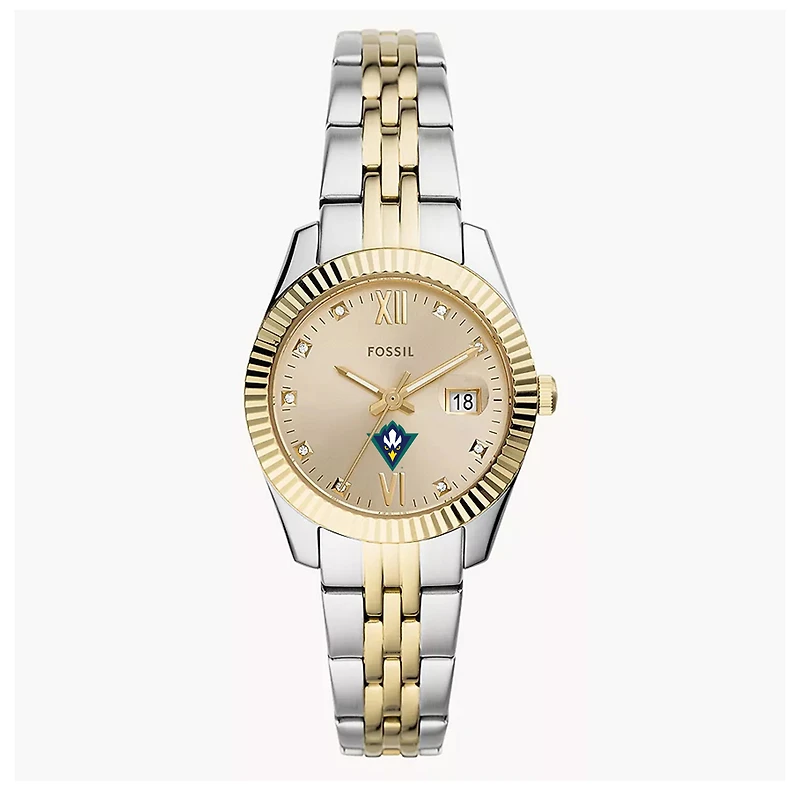 Women's Fossil UNC Wilmington Seahawks Scarlette Two-Tone Stainless Steel Watch