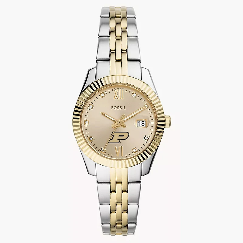 Women's Fossil Purdue Boilermakers Scarlette Two-Tone Stainless Steel Watch