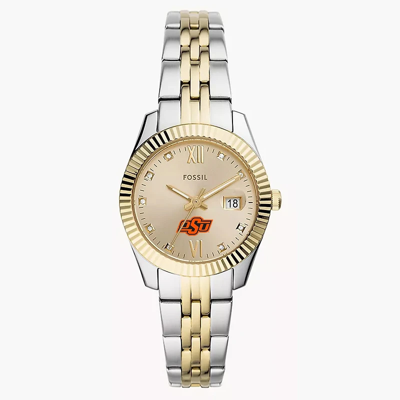Women's Fossil Oklahoma State Cowboys Scarlette Two-Tone Stainless Steel Watch