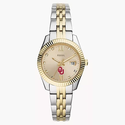 Women's Fossil Oklahoma Sooners Scarlette Two-Tone Stainless Steel Watch