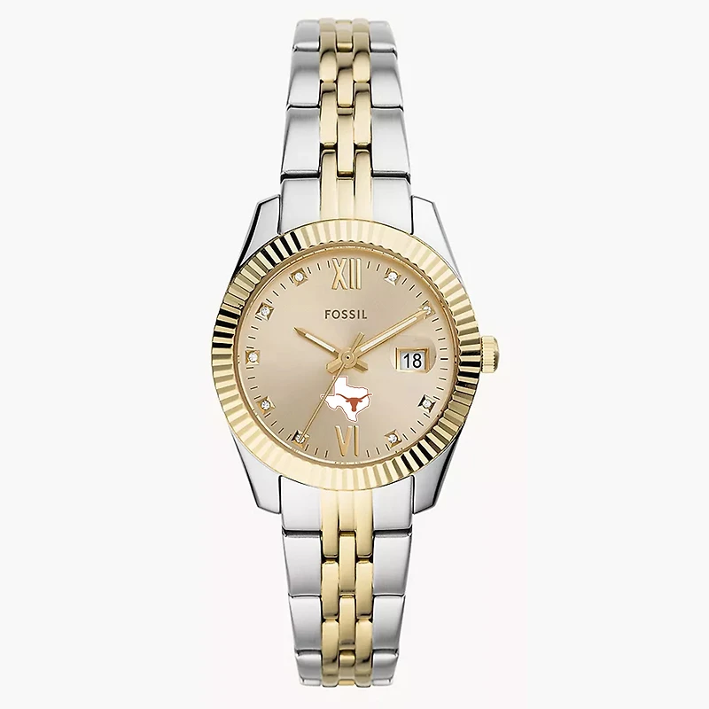 Women's Fossil Texas Longhorns Scarlette Two-Tone Stainless Steel Watch
