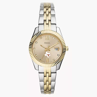 Women's Fossil Texas Longhorns Scarlette Two-Tone Stainless Steel Watch