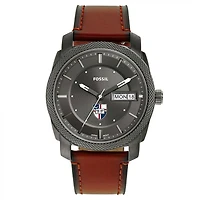 Men's Fossil Catholic University Cardinals Machine Three-Hand Date Brown Leather Watch