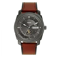 Men's Fossil Colorado Buffaloes Machine Three-Hand Date Brown Leather Watch
