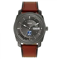 Men's Fossil Creighton Bluejays Machine Three-Hand Date Brown Leather Watch
