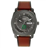 Men's Fossil Dartmouth Big Green Machine Three-Hand Date Brown Leather Watch