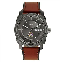 Men's Fossil ECU Pirates Machine Three-Hand Date Brown Leather Watch