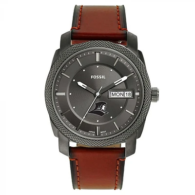 Men's Fossil Providence Friars Machine Three-Hand Date Brown Leather Watch