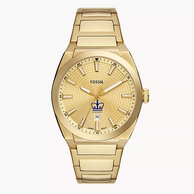 Men's Fossil  Gold Columbia University Everett Three-Hand Date Stainless Steel Watch