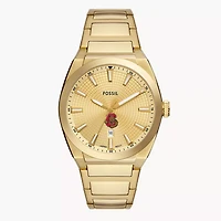 Men's Fossil  Gold Cornell Big Red Everett Three-Hand Date Stainless Steel Watch