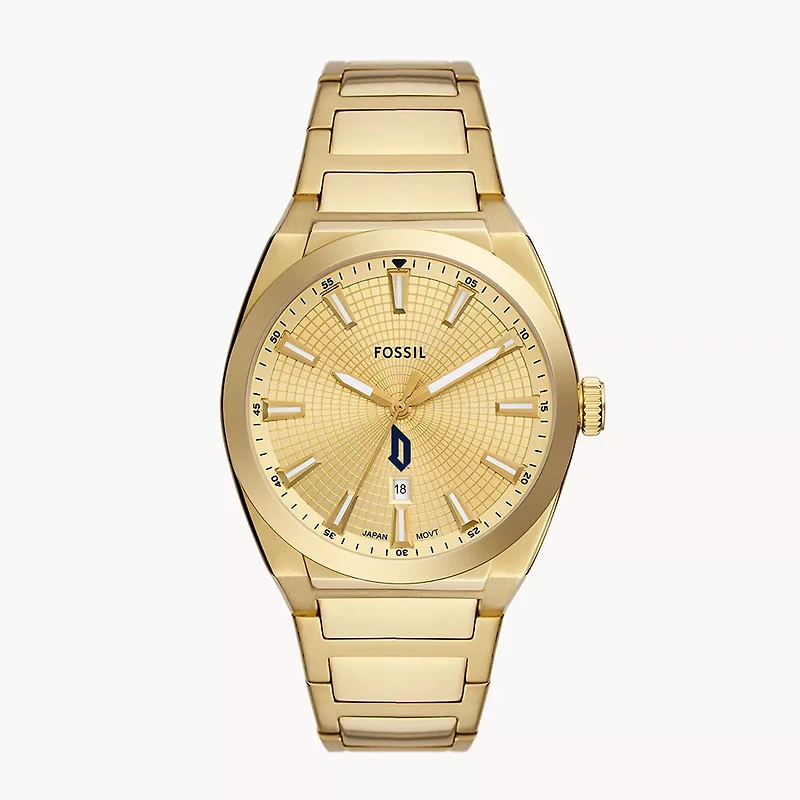 Men's Fossil  Gold Duquesne Dukes Everett Three-Hand Date Stainless Steel Watch