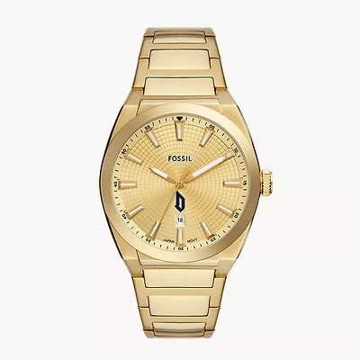 Men's Fossil  Gold Duquesne Dukes Everett Three-Hand Date Stainless Steel Watch