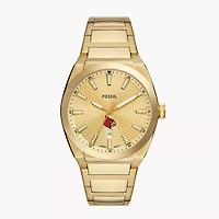 Men's Fossil  Gold Louisville Cardinals Everett Three-Hand Date Stainless Steel Watch