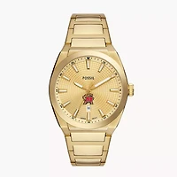 Men's Fossil  Gold Maryland Terrapins Everett Three-Hand Date Stainless Steel Watch