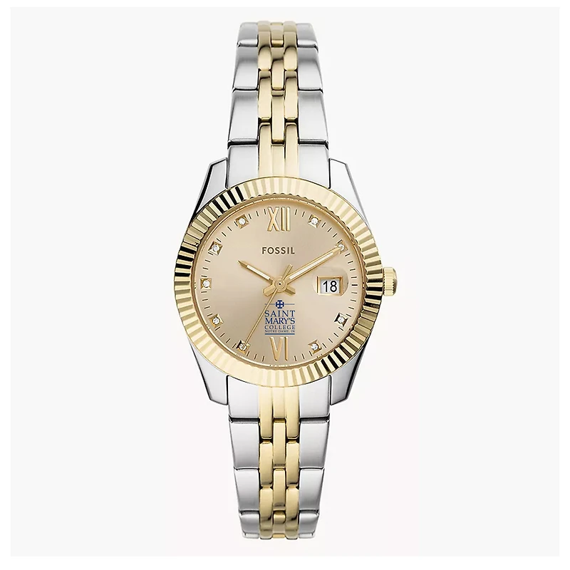 Men's Fossil  Gold Saint Mary's Belles Everett Three-Hand Date Stainless Steel Watch
