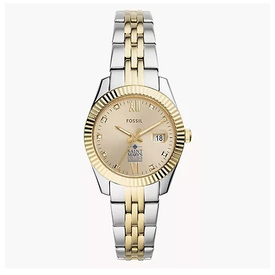 Men's Fossil  Gold Saint Mary's Belles Everett Three-Hand Date Stainless Steel Watch