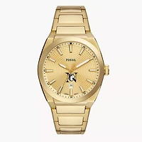 Men's Fossil  Gold Northeastern Huskies Everett Three-Hand Date Stainless Steel Watch