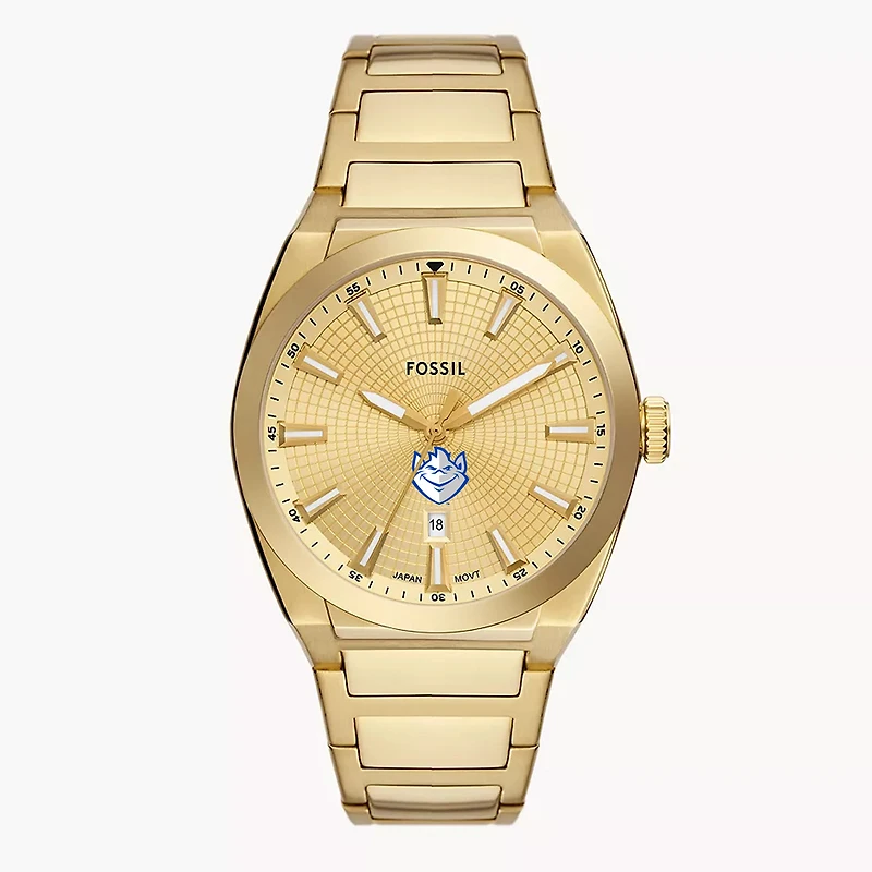 Men's Fossil  Gold Saint Louis Billikens Everett Three-Hand Date Stainless Steel Watch