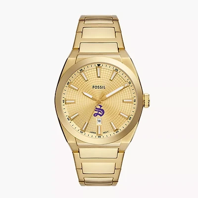 Men's Fossil  Gold Sewanee Tigers Everett Three-Hand Date Stainless Steel Watch