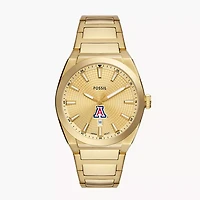 Men's Fossil  Gold Arizona Wildcats Everett Three-Hand Date Stainless Steel Watch