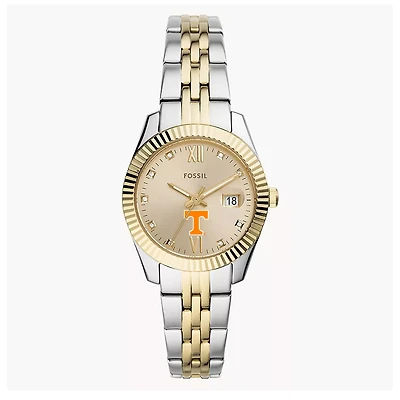 Men's Fossil  Gold Tennessee Volunteers Everett Three-Hand Date Stainless Steel Watch