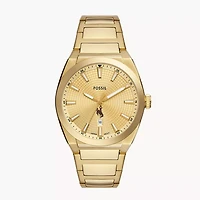 Men's Fossil  Gold Wyoming Cowboys Everett Three-Hand Date Stainless Steel Watch