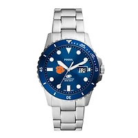 Men's Fossil  Silver Clemson Tigers Dive Three-Hand Date Stainless Steel Watch
