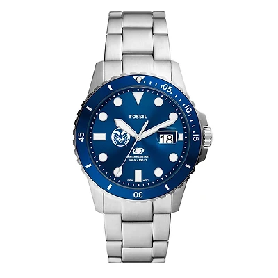 Men's Fossil  Silver Colorado State Rams Dive Three-Hand Date Stainless Steel Watch