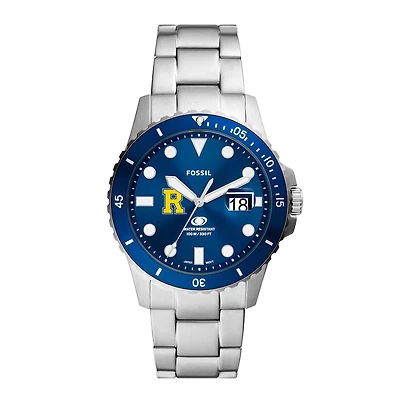 Men's Fossil  Silver Rochester Yellow Jackets Dive Three-Hand Date Stainless Steel Watch