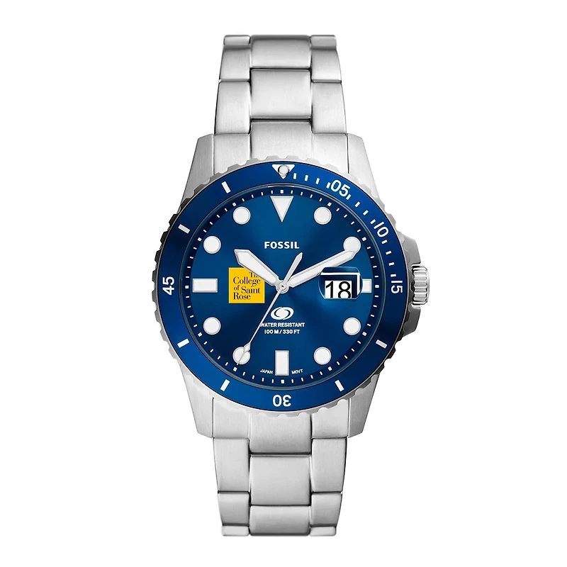 Men's Fossil  Silver Saint Rose Golden Knights Dive Three-Hand Date Stainless Steel Watch