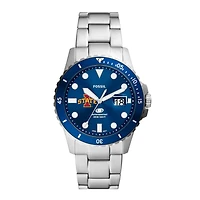 Men's Fossil  Silver Iowa State Cyclones Dive Three-Hand Date Stainless Steel Watch