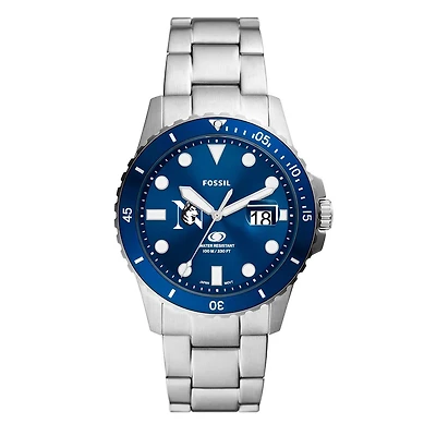 Men's Fossil  Silver Northeastern Huskies Dive Three-Hand Date Stainless Steel Watch