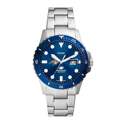 Men's Fossil  Silver Montana State Bobcats Dive Three-Hand Date Stainless Steel Watch