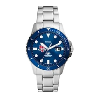 Men's Fossil  Silver Tampa Spartans Dive Three-Hand Date Stainless Steel Watch