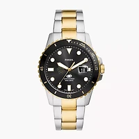 Men's Fossil  Silver UC Irvine Anteaters Blue Dive Three-Hand Date Two-Tone Stainless Steel Watch