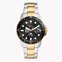 Men's Fossil  Silver Colorado State Rams Blue Dive Three-Hand Date Two-Tone Stainless Steel Watch
