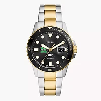 Men's Fossil  Silver Marshall Thundering Herd Blue Dive Three-Hand Date Two-Tone Stainless Steel Watch