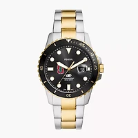 Men's Fossil  Silver Stanford Cardinal Blue Dive Three-Hand Date Two-Tone Stainless Steel Watch