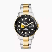 Men's Fossil  Silver Saint Rose Golden Knights Blue Dive Three-Hand Date Two-Tone Stainless Steel Watch