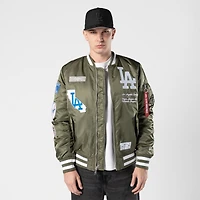 Men's New Era x Alpha Industries Green Los Angeles Dodgers Full-Zip Bomber Jacket