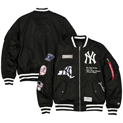 Men's New Era x Alpha Industries Black New York Yankees Full-Zip Bomber Jacket