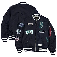 Men's New Era x Alpha Industries Navy Seattle Mariners Full-Zip Bomber Jacket